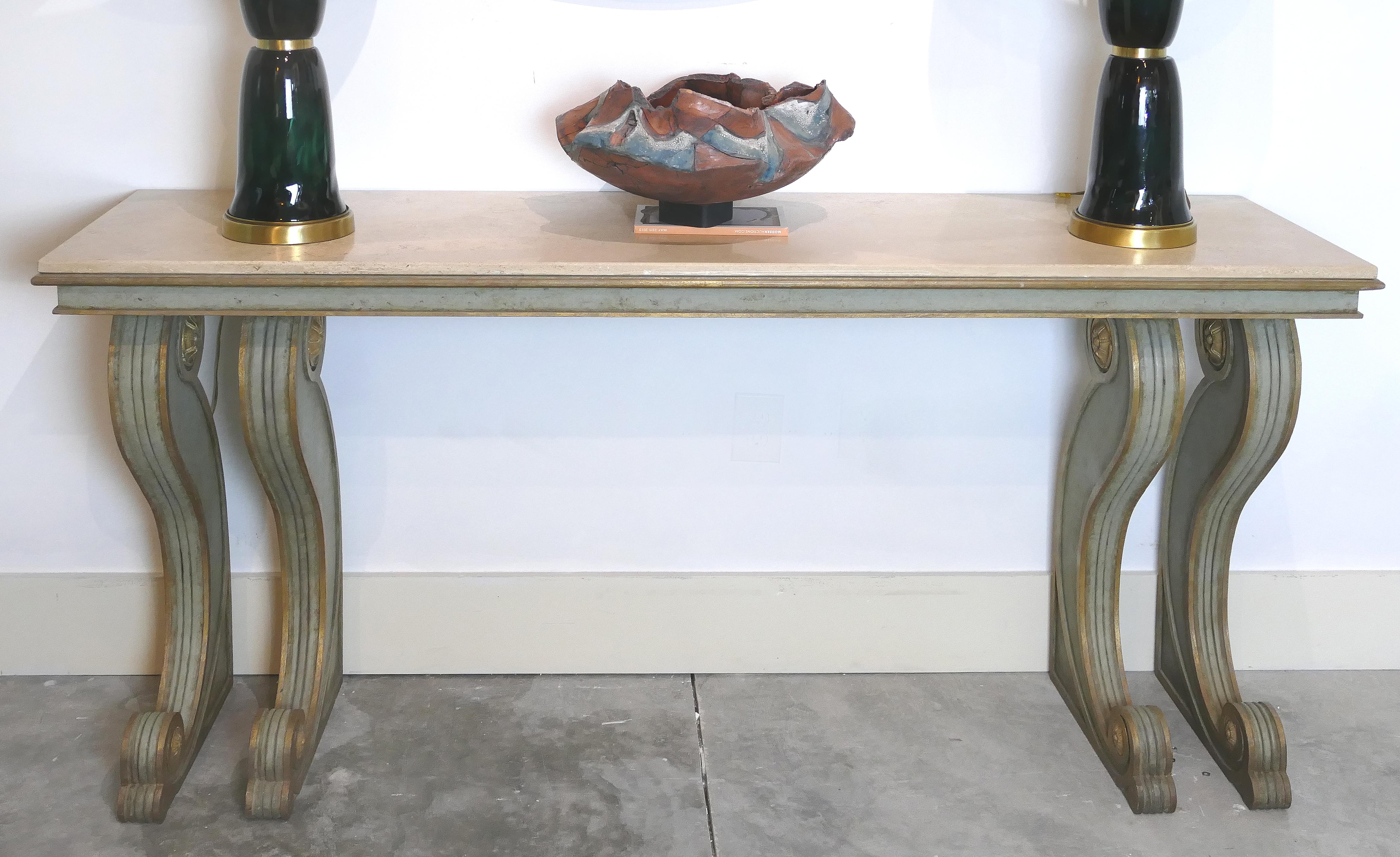 Neoclassical Revival Niermann Weeks Neoclassical Style Console with a Travertine Top