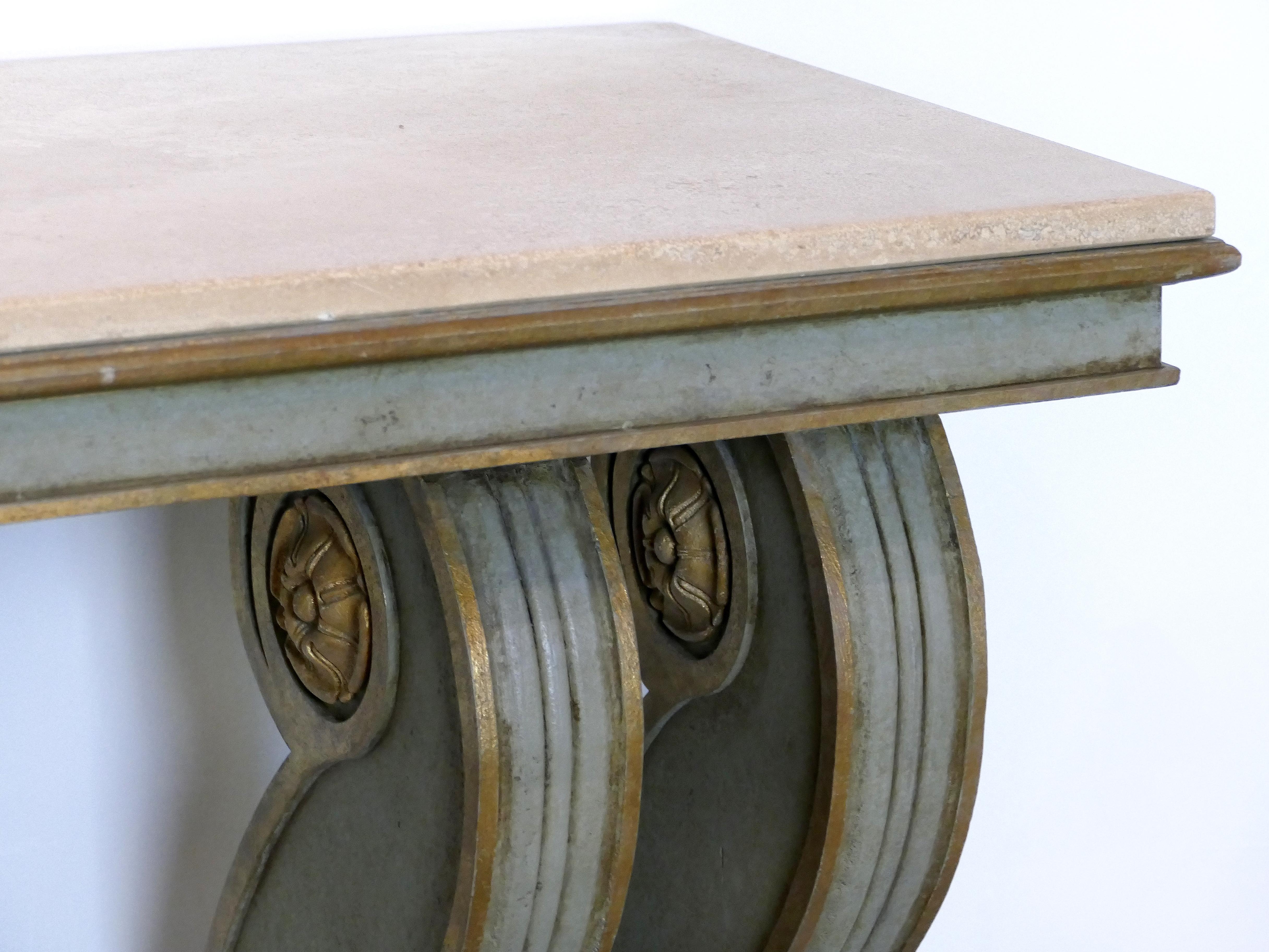Niermann Weeks Neoclassical Style Console with a Travertine Top 1