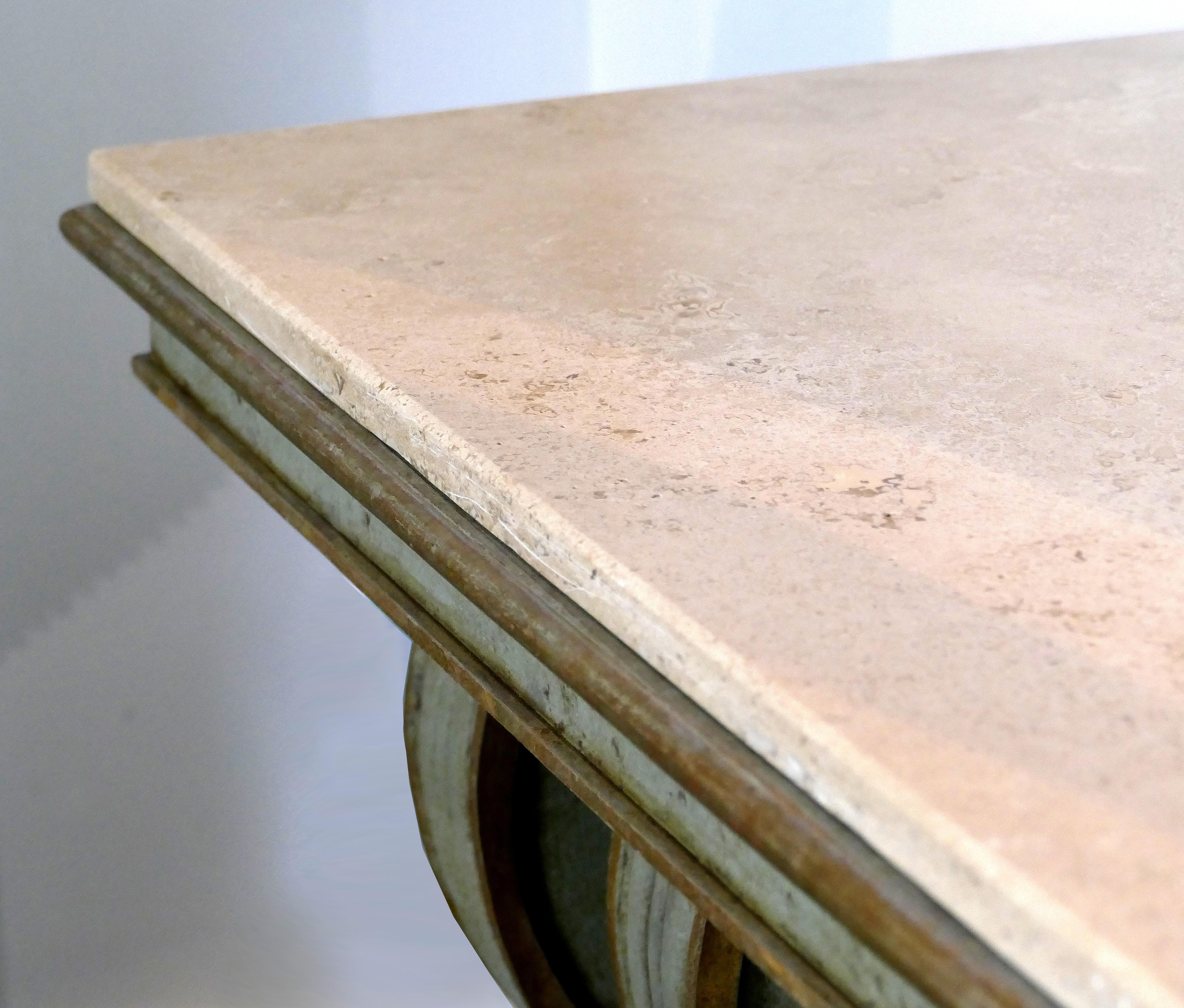 Niermann Weeks Neoclassical Style Console with a Travertine Top 2