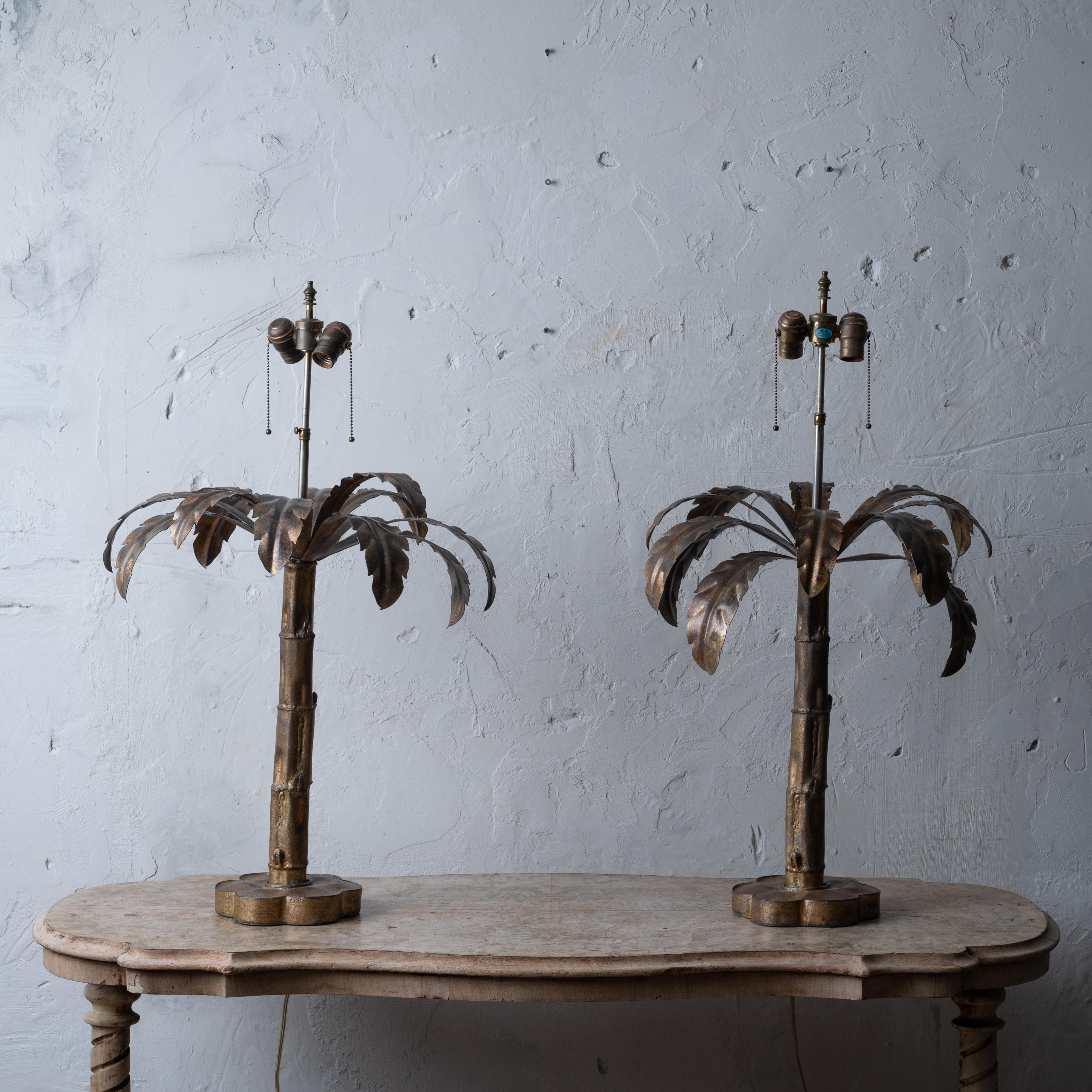 Niermann Weeks Palm Tree Table Lamps - A Pair In Good Condition For Sale In Savannah, GA