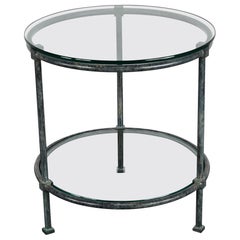 Niermann Weeks Two-Tier Round Verdigris Aluminum and Glass Occasional Side Table
