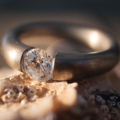 Niessing 1 carat zirconia tension ring 925 silver gray matt mint hallmarked