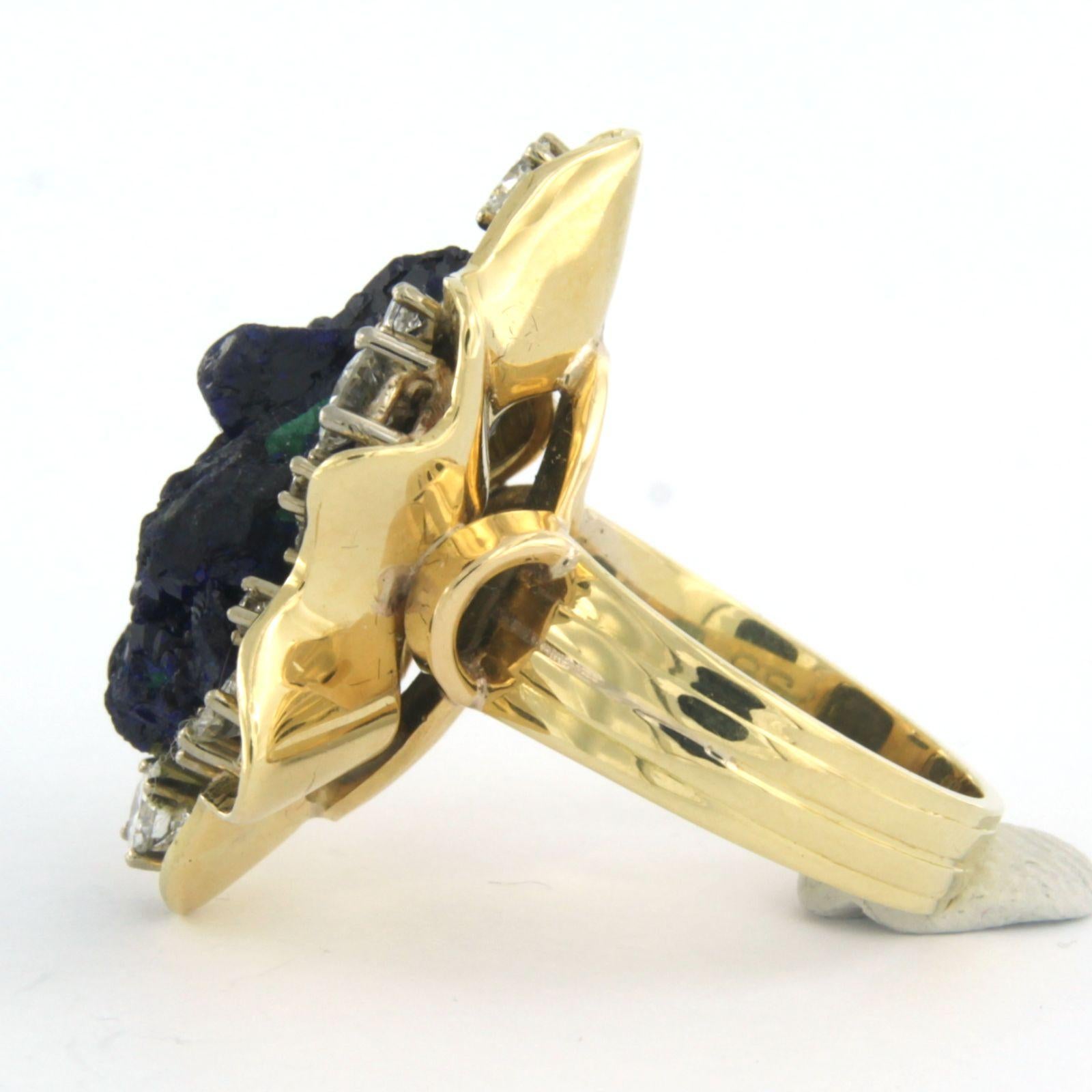 Modern NIESSING Ring with azurite and brilliant cut diamonds up to 1.10ct 18k gold For Sale