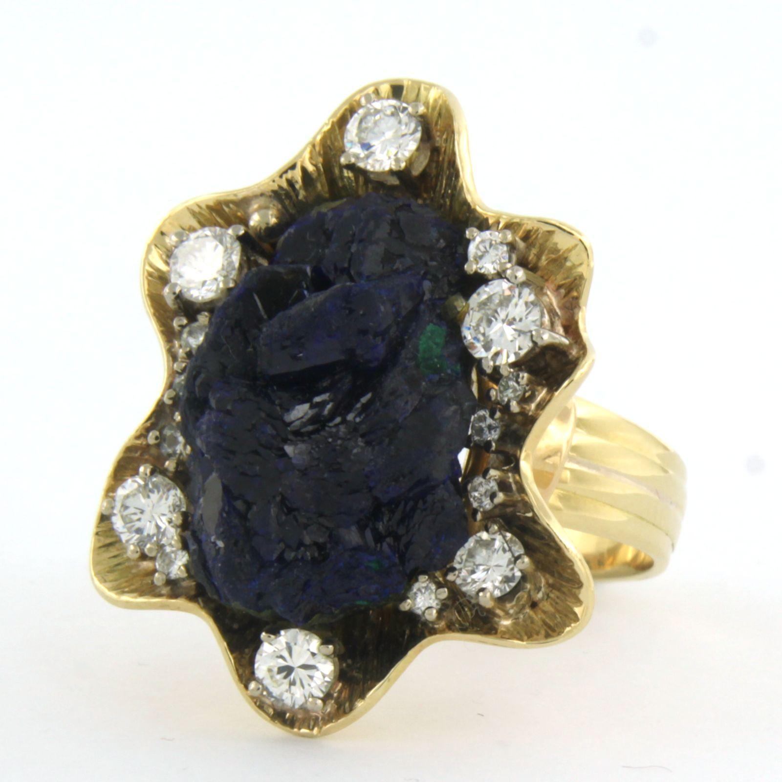 Women's NIESSING Ring with azurite and brilliant cut diamonds up to 1.10ct 18k gold For Sale