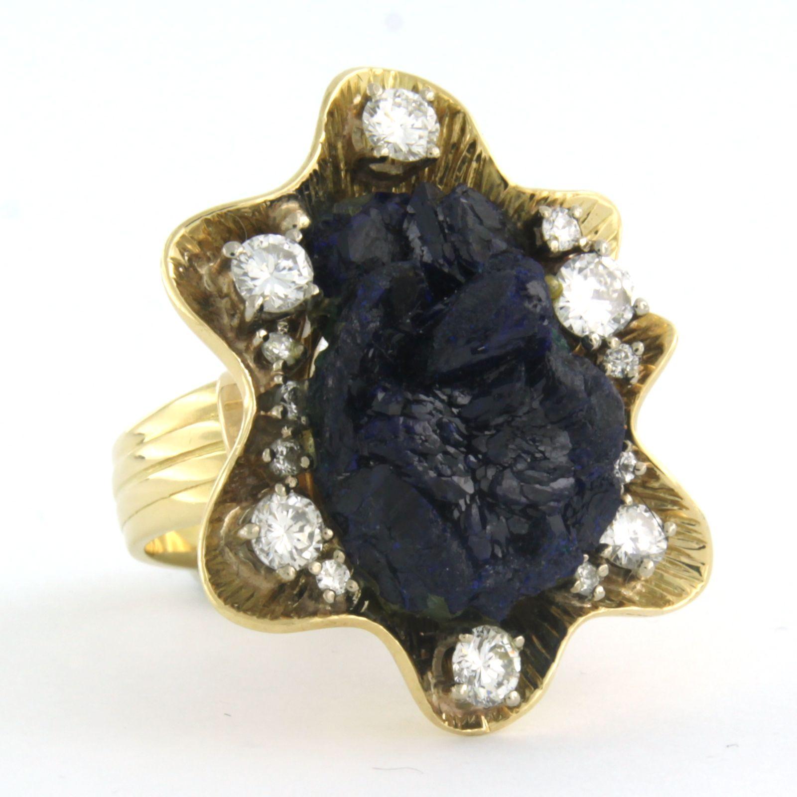NIESSING Ring with azurite and brilliant cut diamonds up to 1.10ct 18k gold For Sale 1