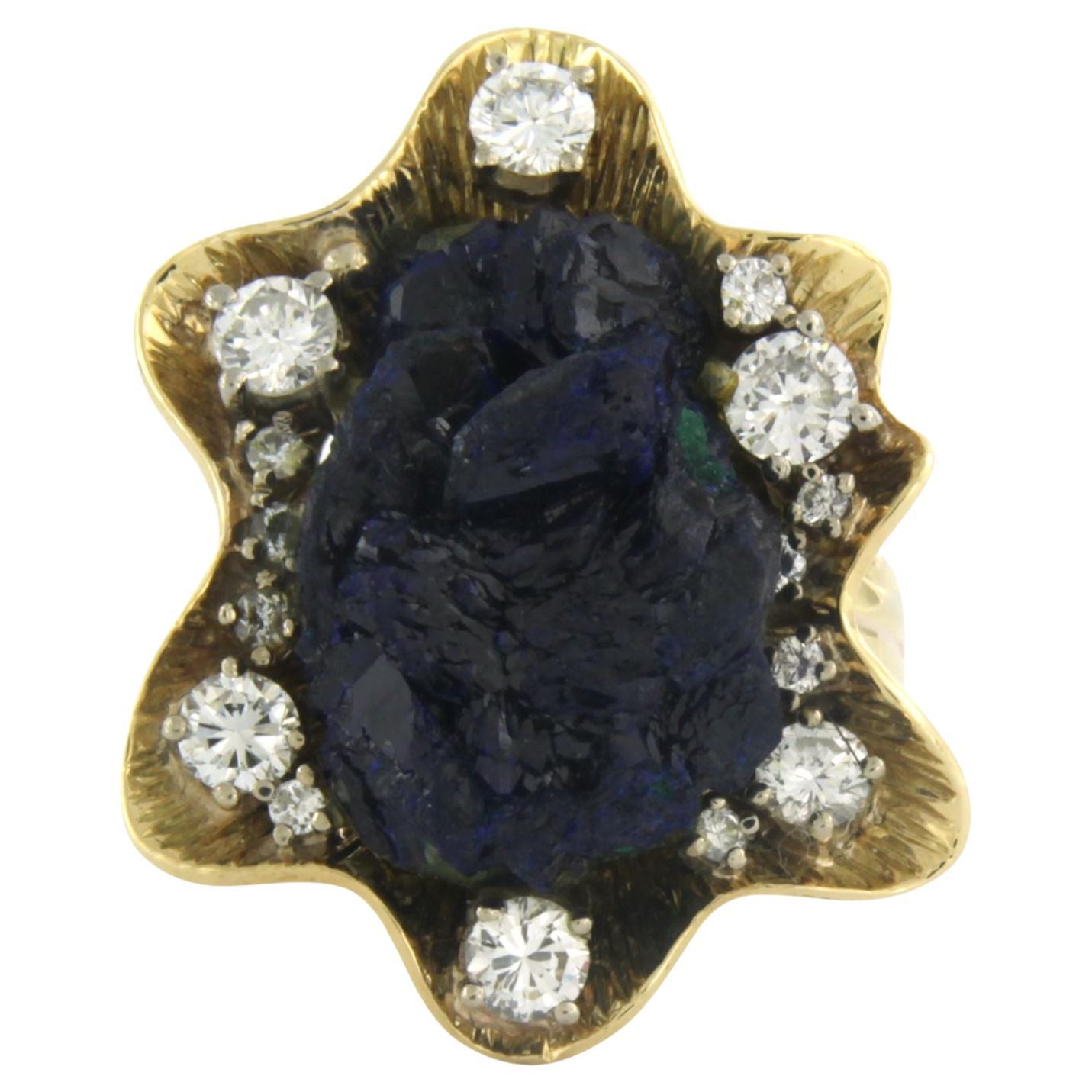 NIESSING Ring with azurite and brilliant cut diamonds up to 1.10ct 18k gold For Sale