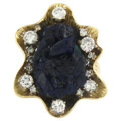 NIESSING Ring with azurite and brilliant cut diamonds up to 1.10ct 18k gold