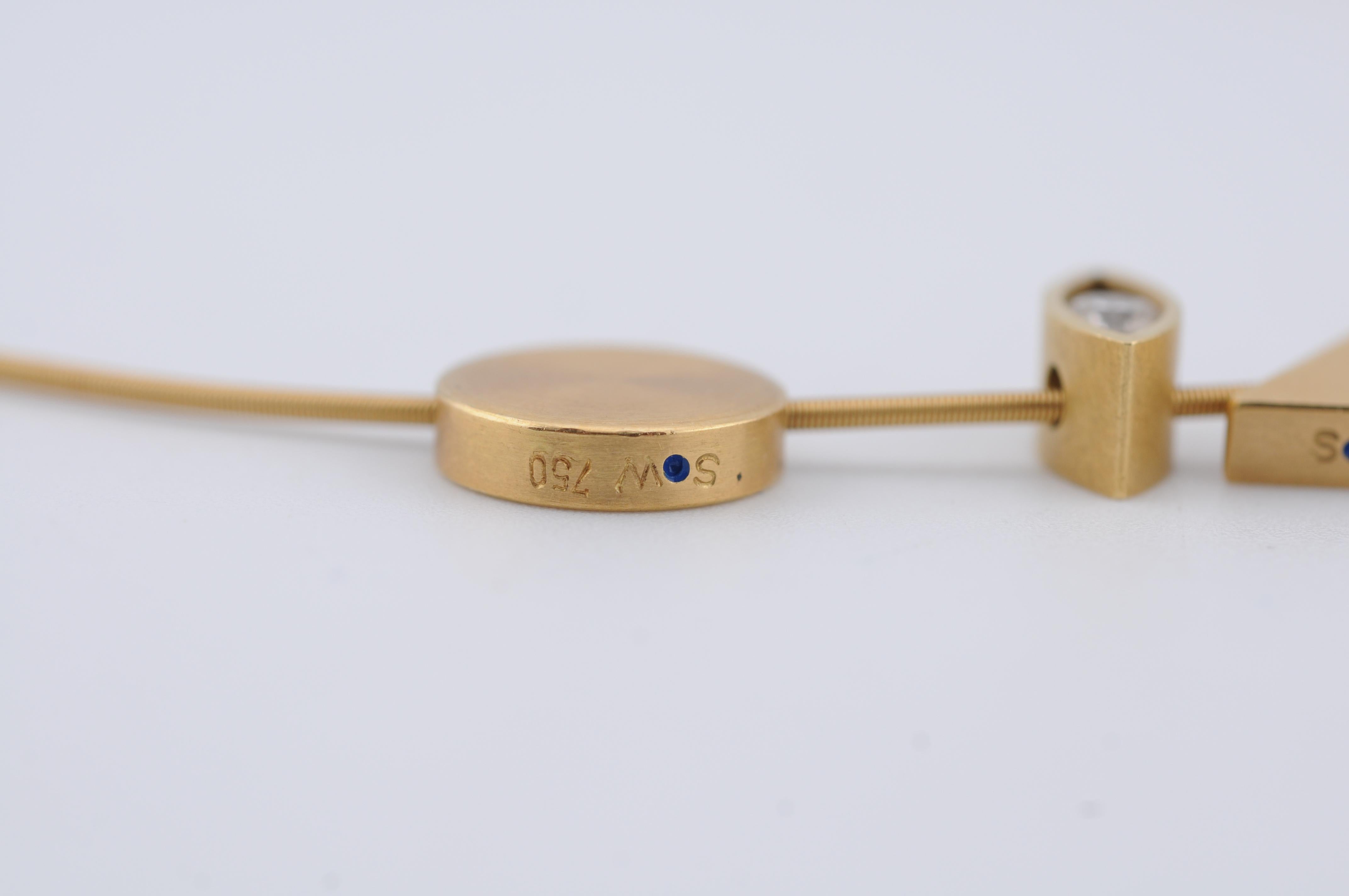 Niessing Wire Necklace 18K with Platinum Pendant Set 4 Interchangeable Pendant For Sale 3