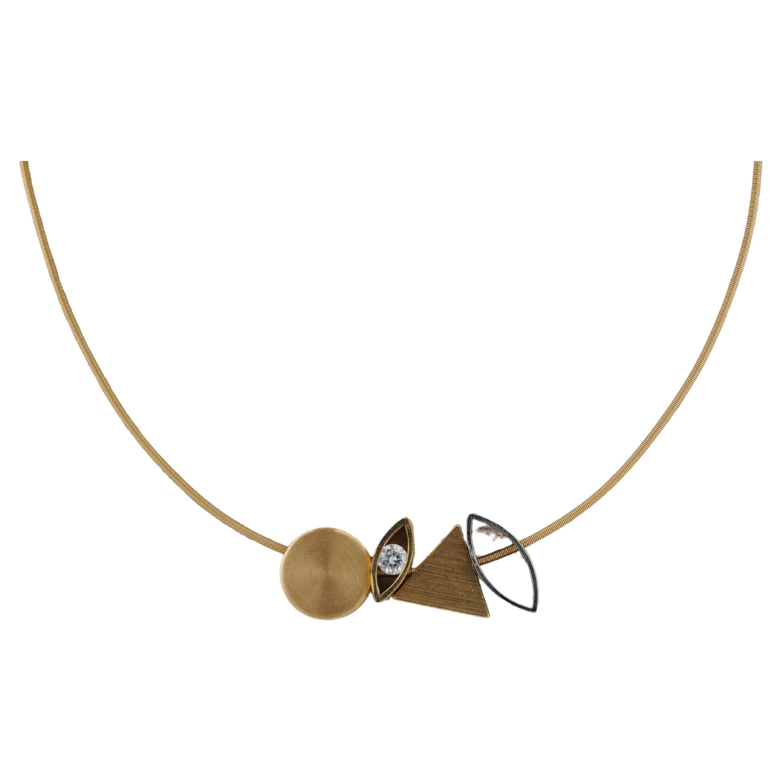 Niessing Wire Necklace 18K with Platinum Pendant Set 4 Interchangeable Pendant For Sale