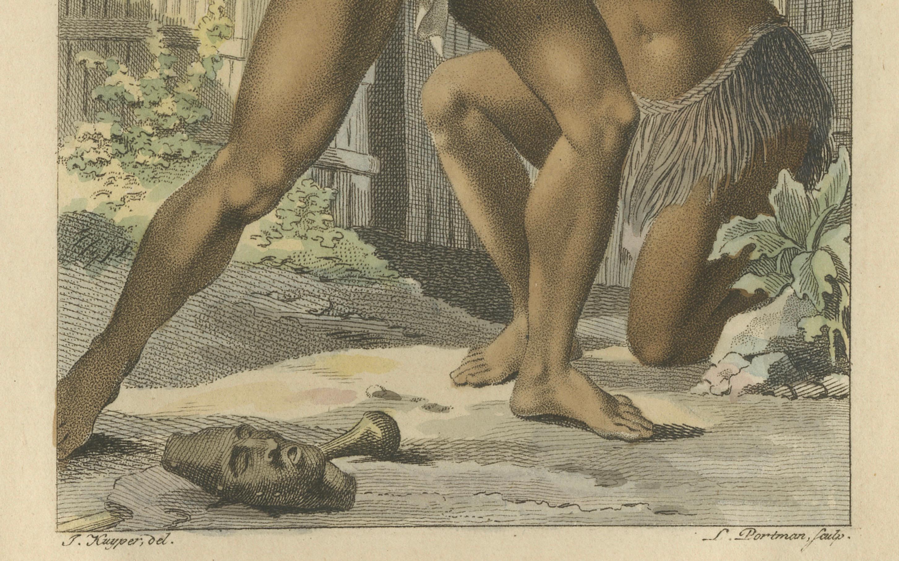 Nieuw Caledoniers – Antique Hand-Colored Ethnographic Engraving (1800s)