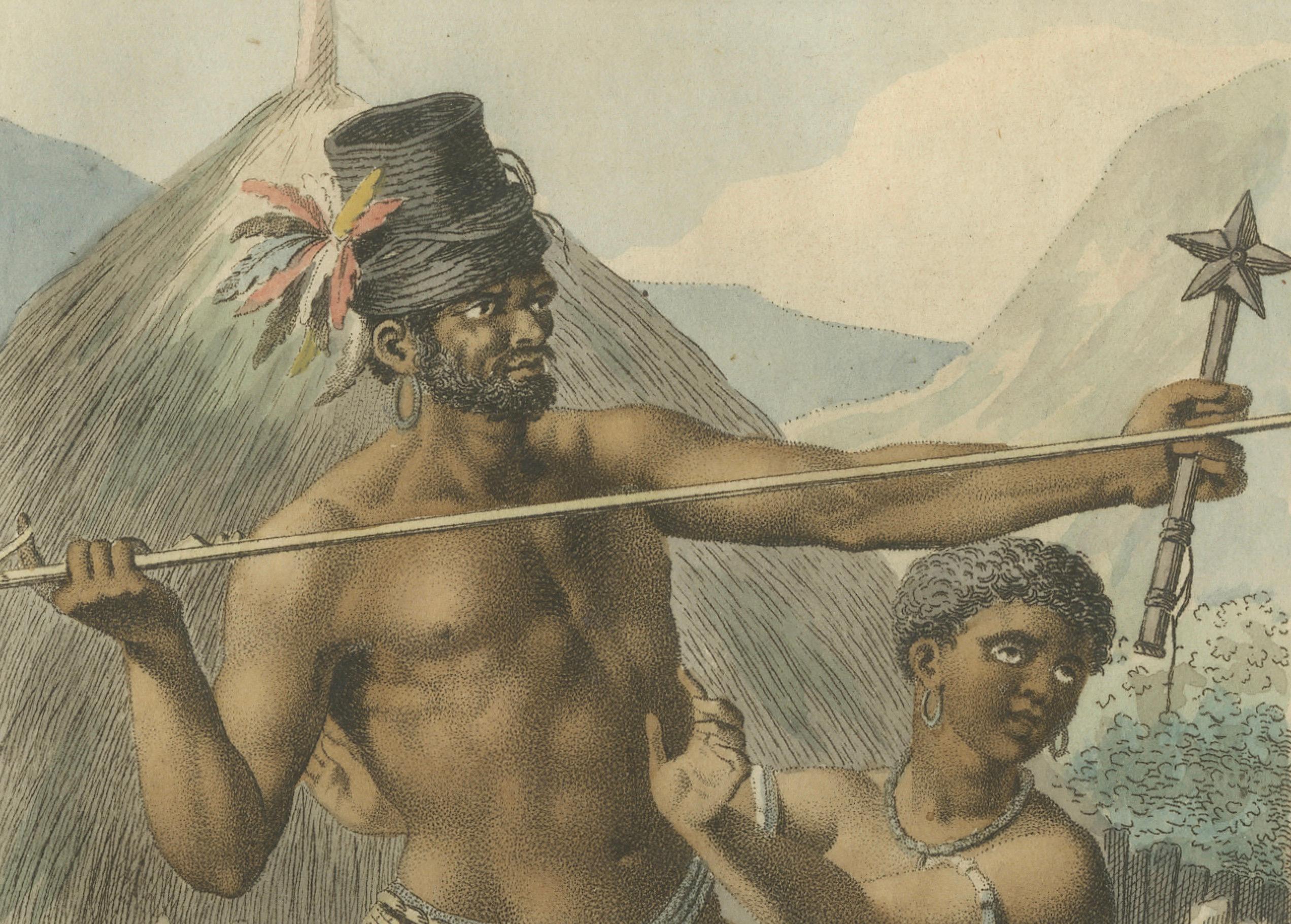 Nieuw Caledoniers – Antique Hand-Colored Ethnographic Engraving (1800s)