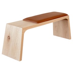 Nieves Solid Oak and Leather Upholstered Bench by Autonomous Furniture