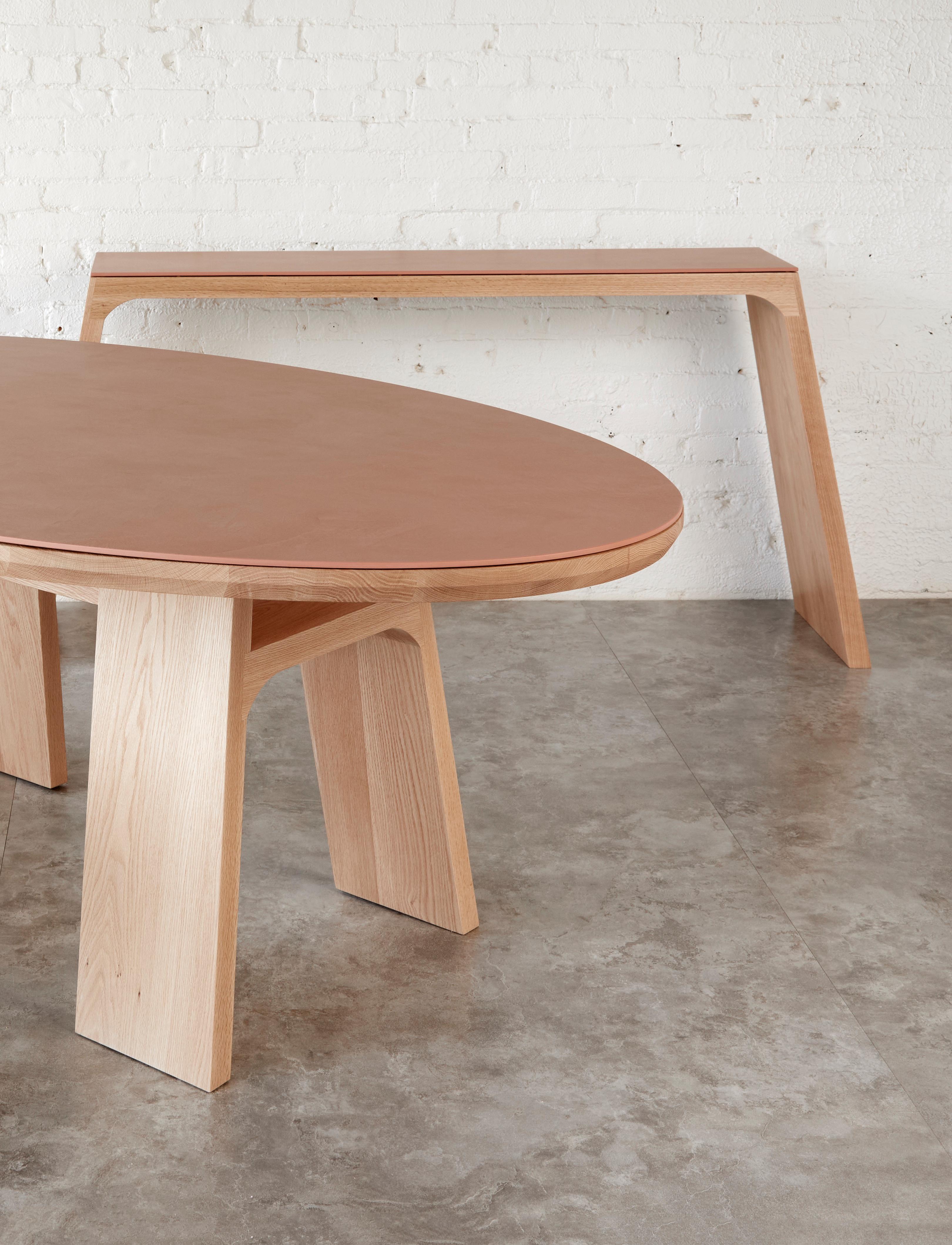 Mesa de comedor ovalada de piedra y madera maciza Nieves by Mueble Autónomo en venta 1