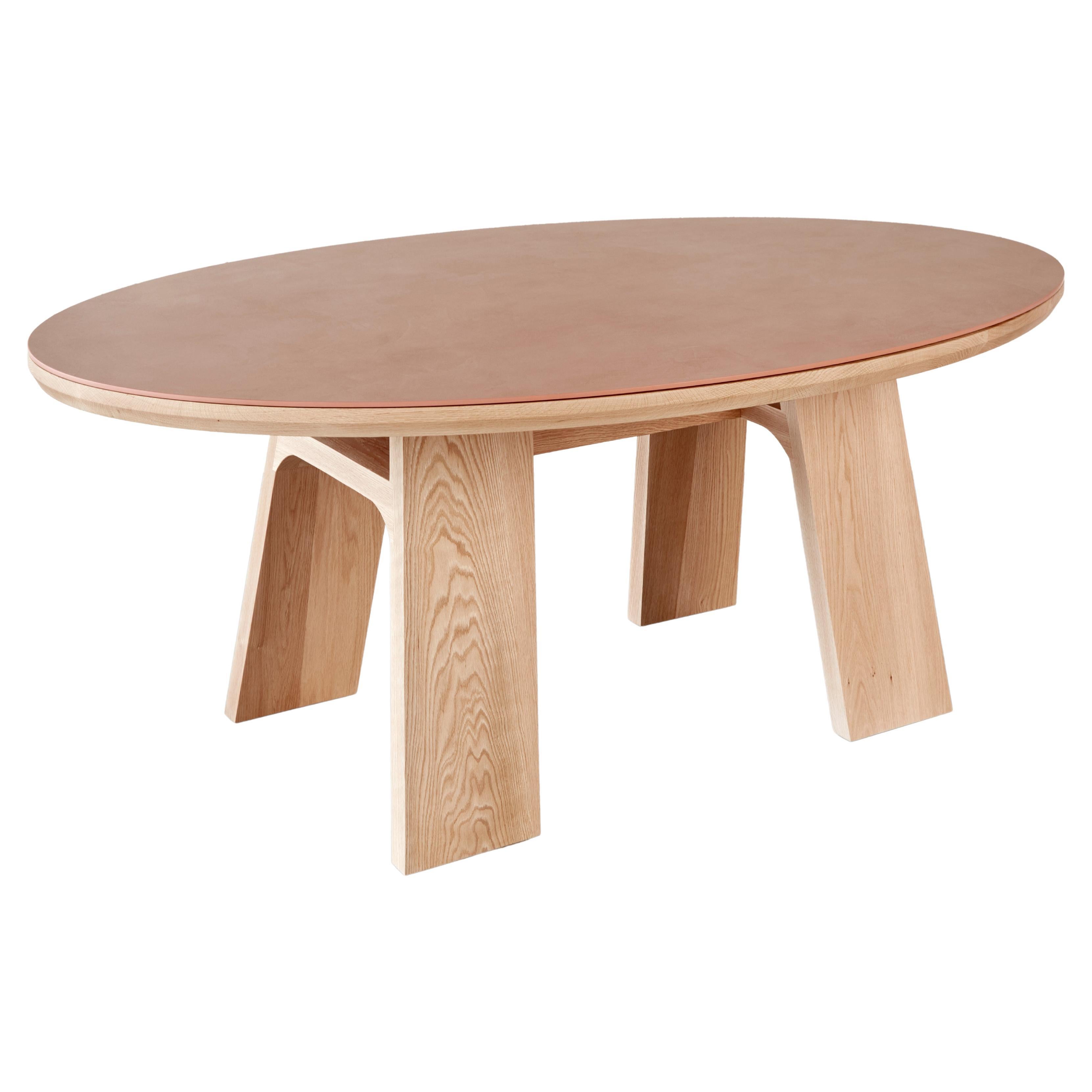 Mesa de comedor ovalada de piedra y madera maciza Nieves by Mueble Autónomo