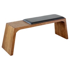 Nieves Solid Tobacco Oak and Leather Upholstered Bench by Autonomous Furniture