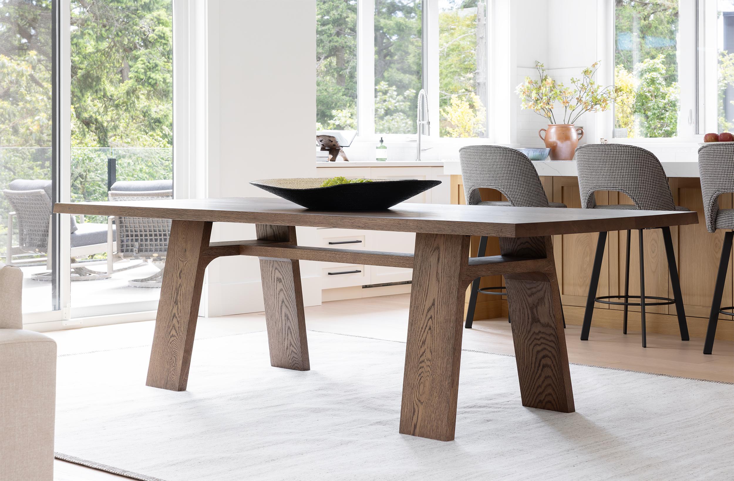 Contemporary Nieves Tobacco Solid Oak Rectangle Pedestal Dining Table by Autonomous Furniture For Sale