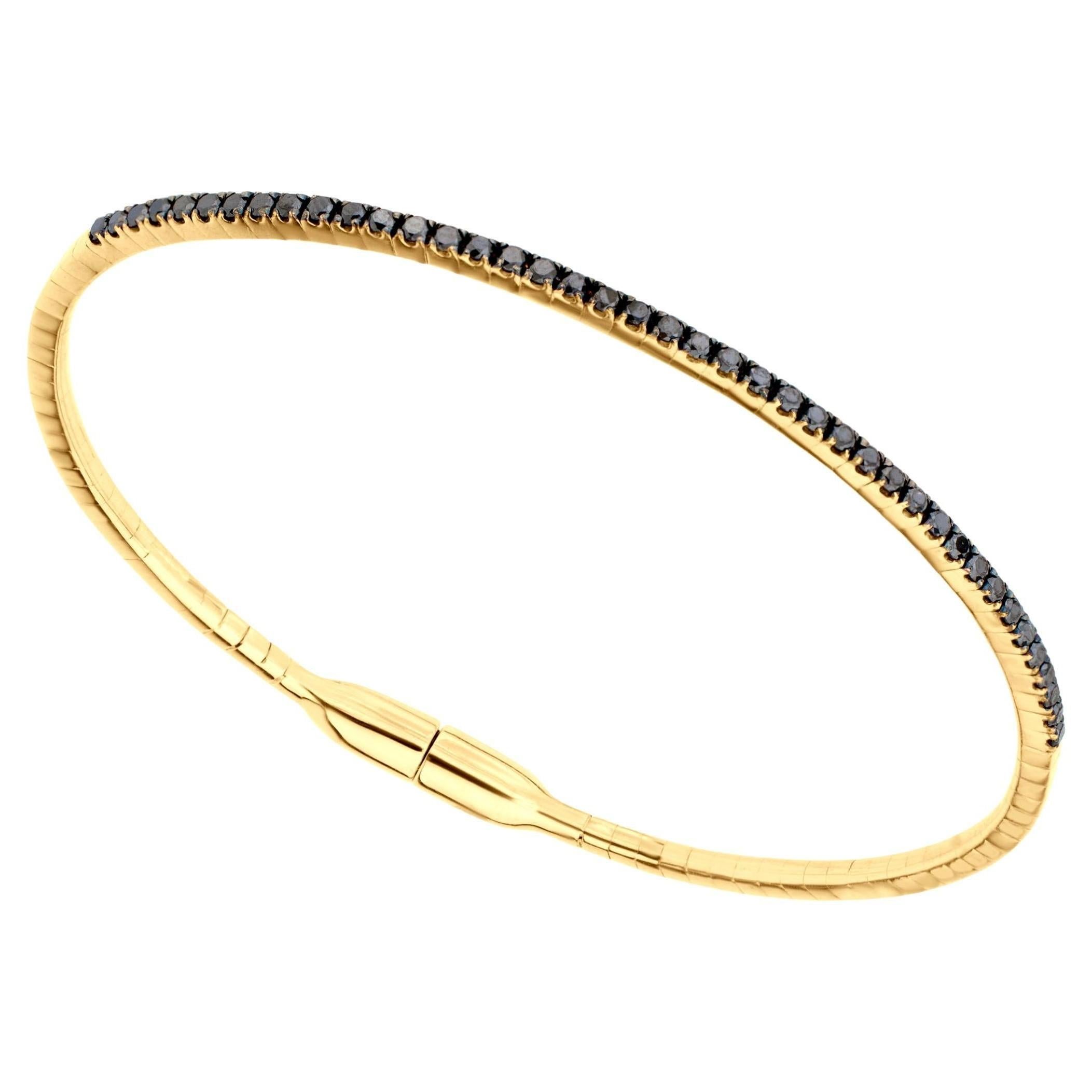 Contemporary Nigaam 0.58 Cttw Black Diamond Bangle in 18K Two-Tone Gold For Sale