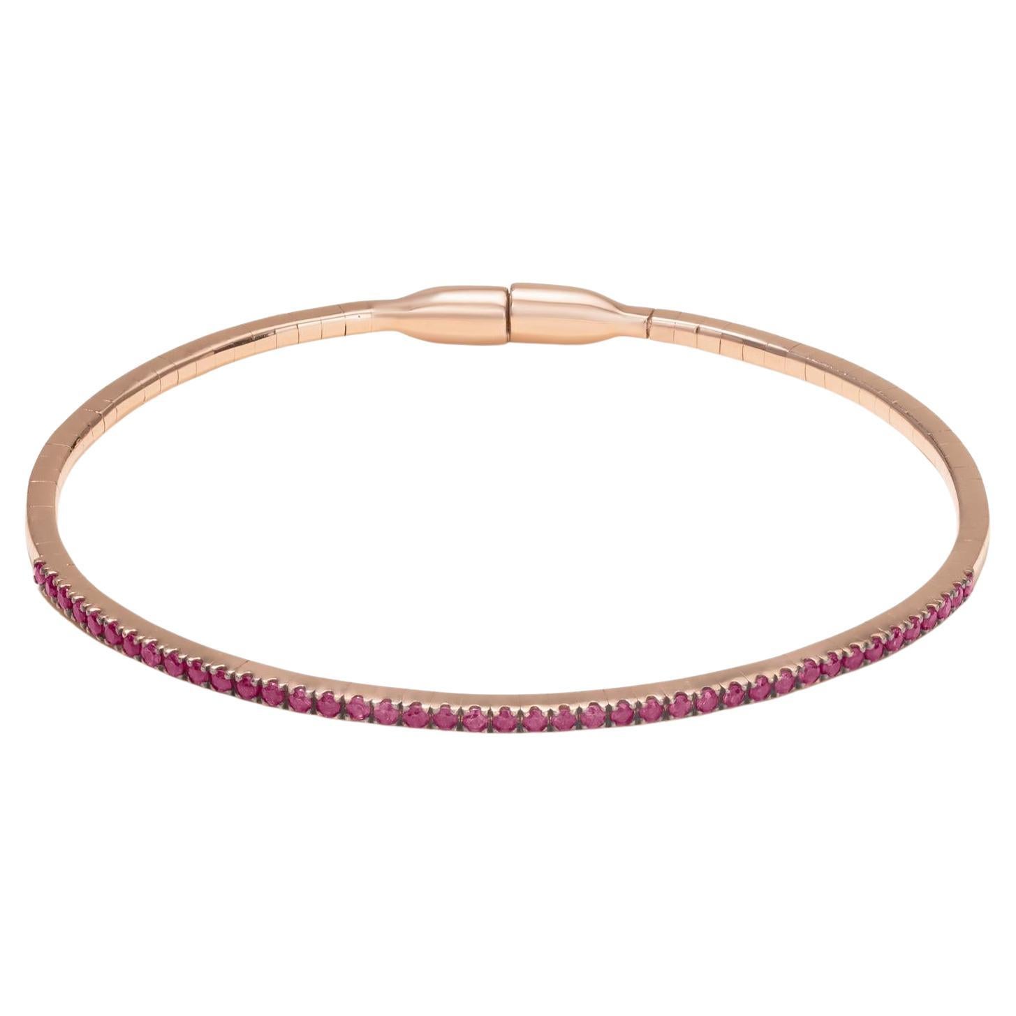 Nigaam 0.66 Cttw Ruby Hinged Bangle in 14K Rose Gold