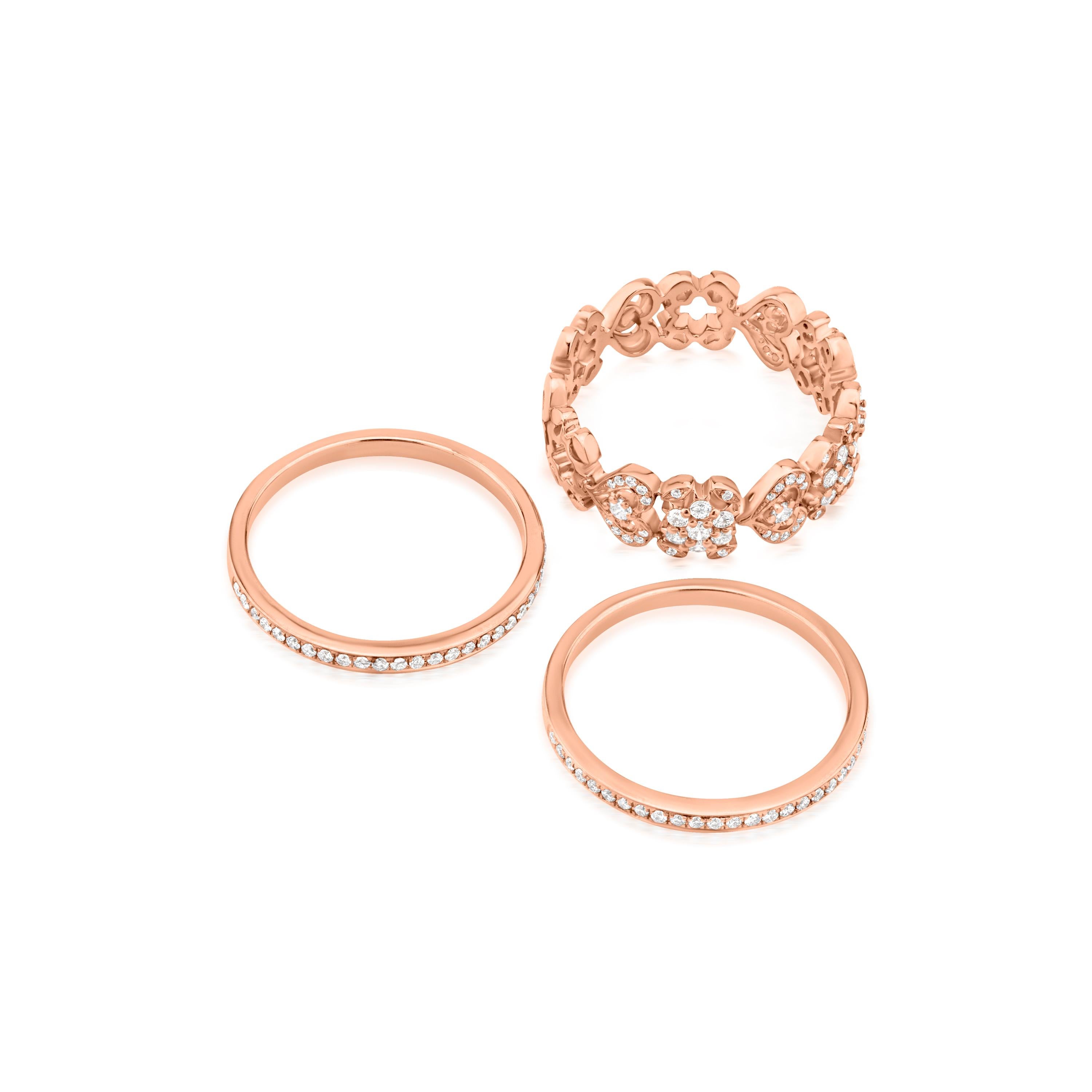 Contemporary Nigaam 0.75 Cttw Natural Diamond Ring Size 7 in 18K Rose Gold