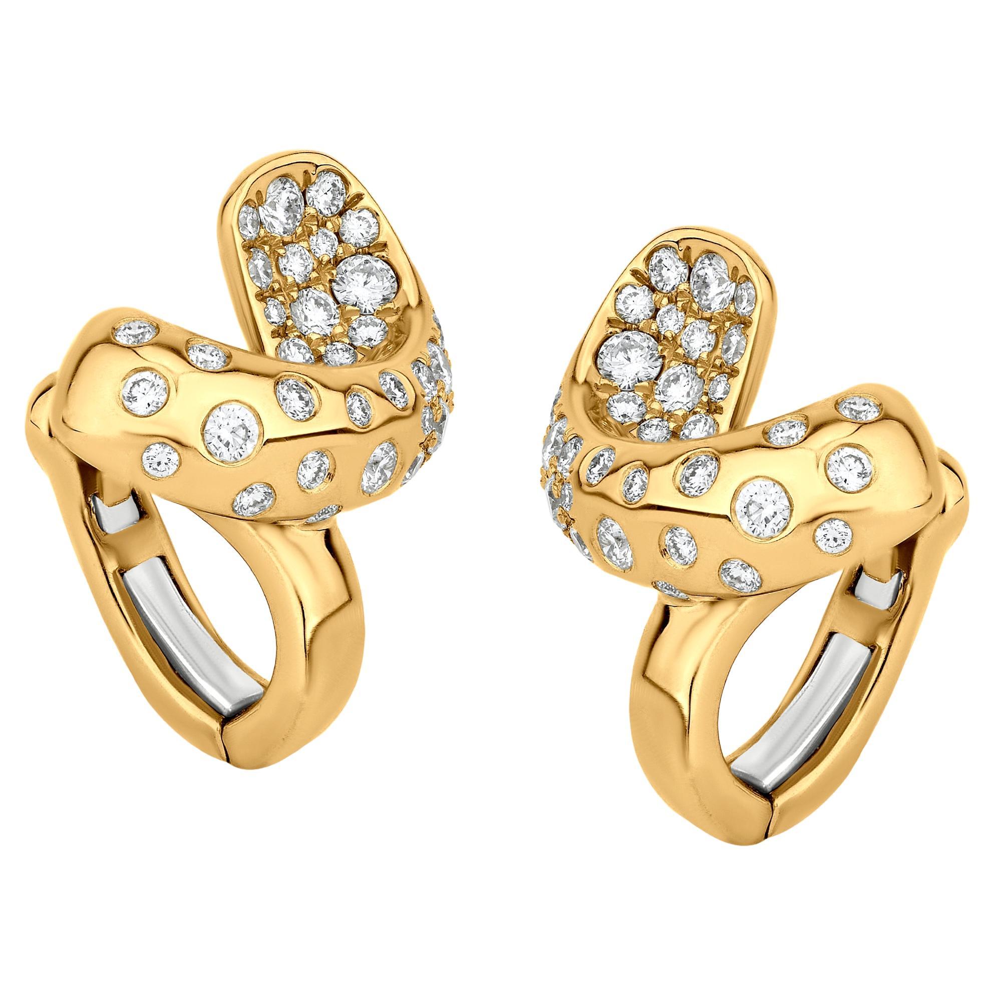 Nigaam 0.77Cts. VS Diamond Huggie Hoop Earrings in 18K Yellow Gold