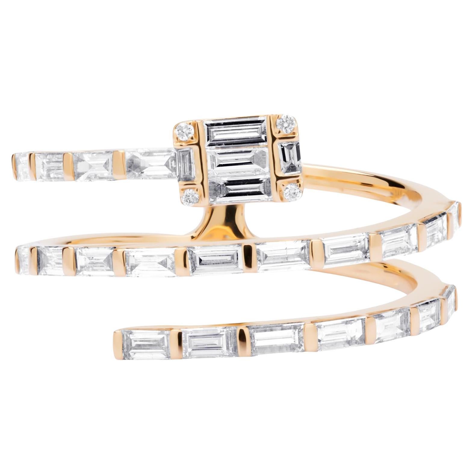 Nigaam 0.90 Cttw. Natural Diamond Bypass Ring in 18K Yellow Gold, Size 7