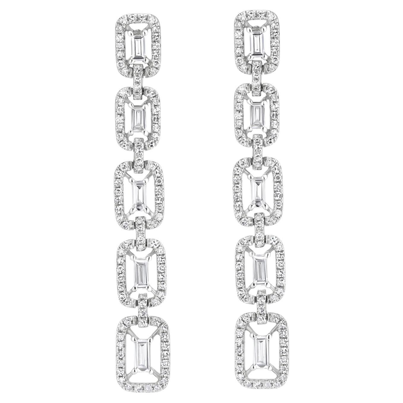 Nigaam 0.90 Cttw. Natural Diamond Drop Earrings in 14K White Gold