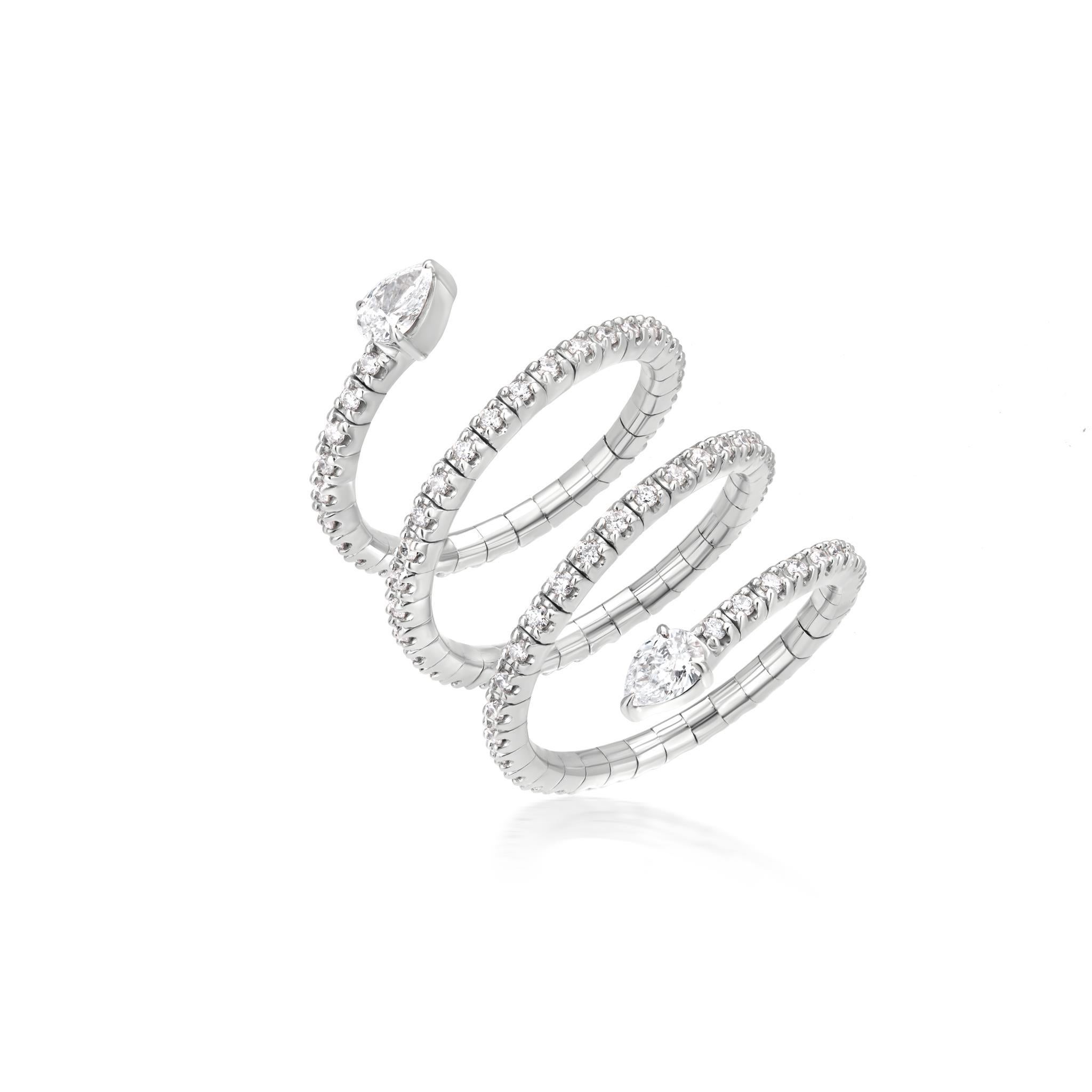 Contemporary Nigaam 0.90 Cttw Natural Diamond Cocktail Ring Size 7 in 18K White Gold
