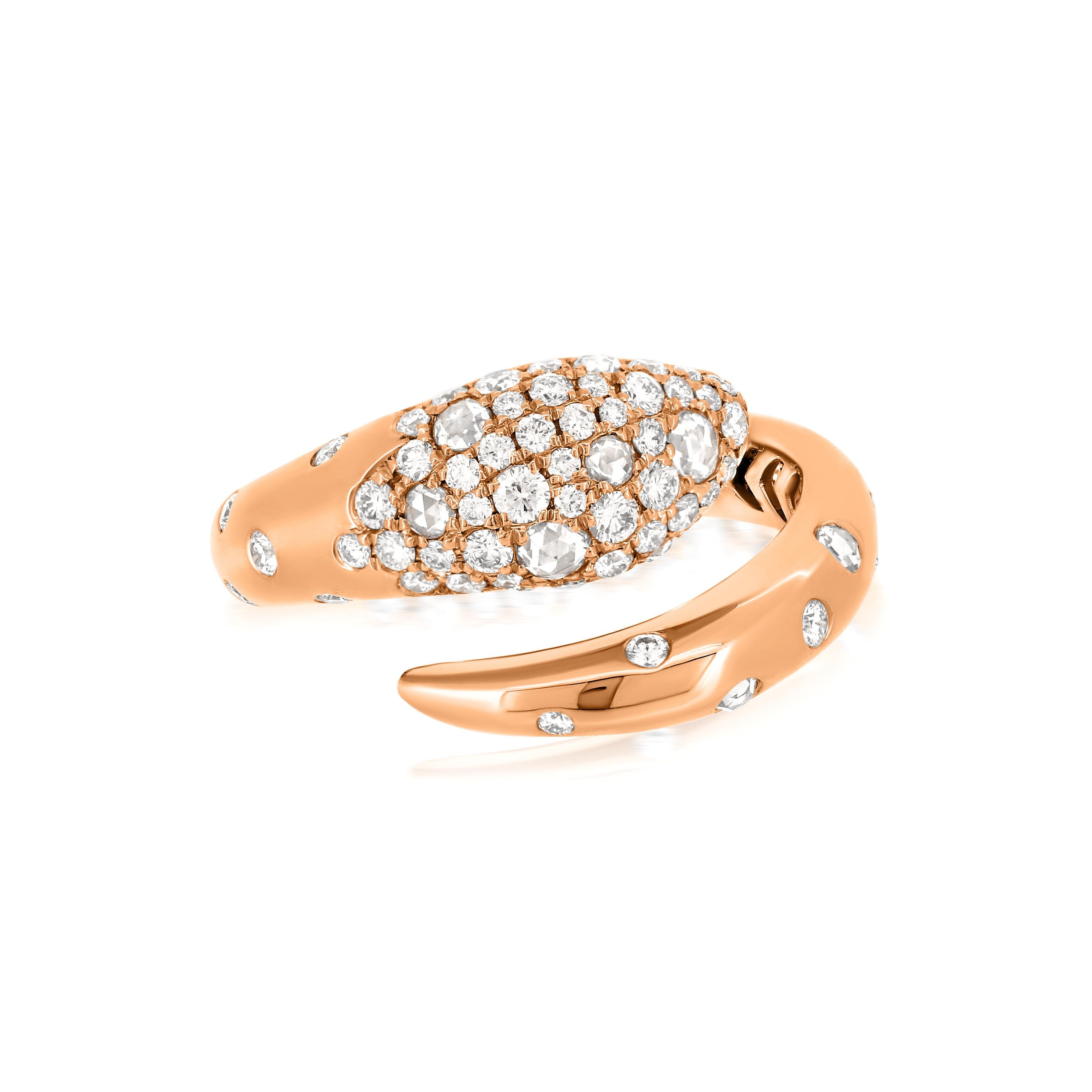 Contemporain Nigaam 0.90 carats Cascade céleste : Bague en or rose 18 carats avec diamants taille 7 en vente