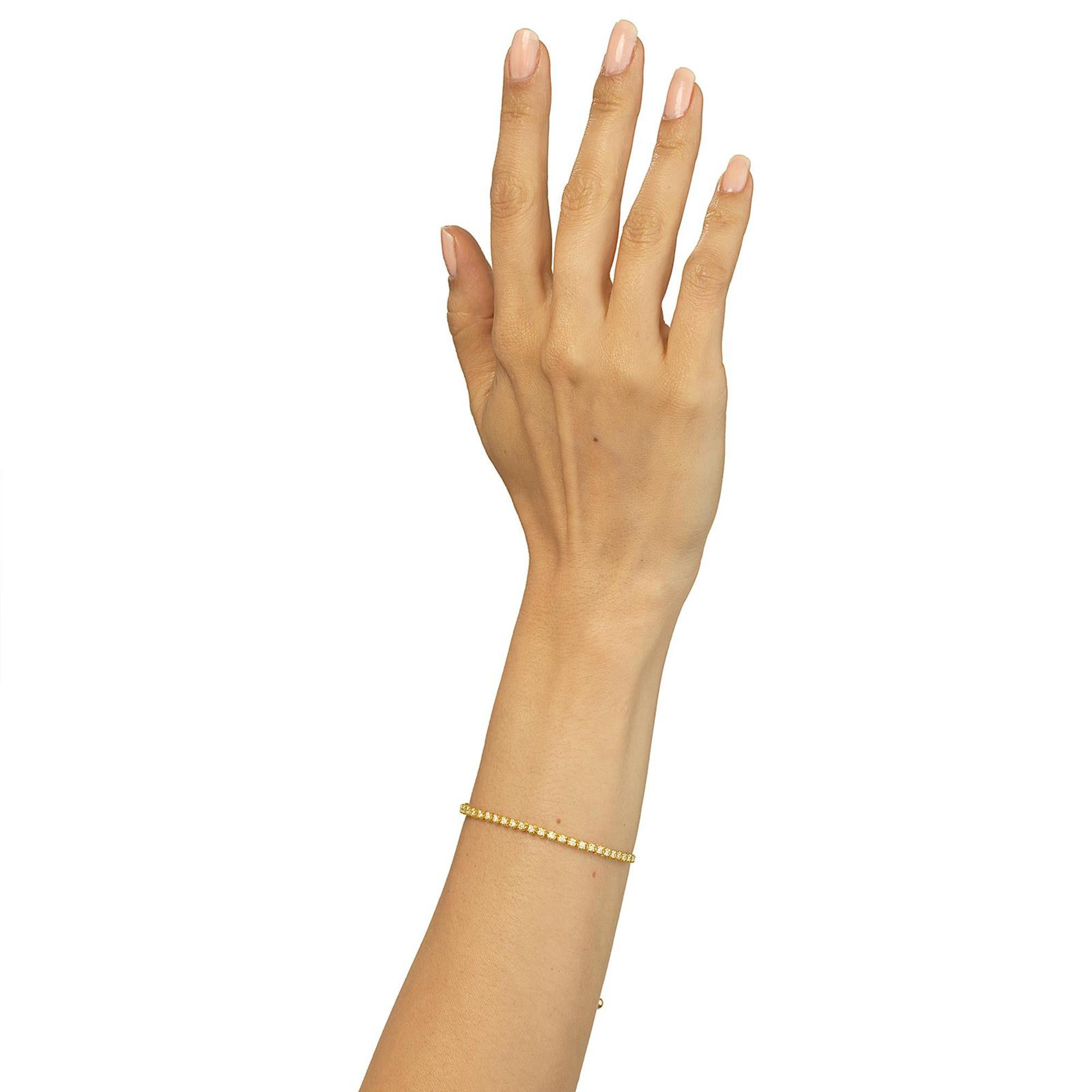 Round Cut Nigaam 0.90 Cttw Natural Diamond Bolo Bracelet in 18K Yellow Gold