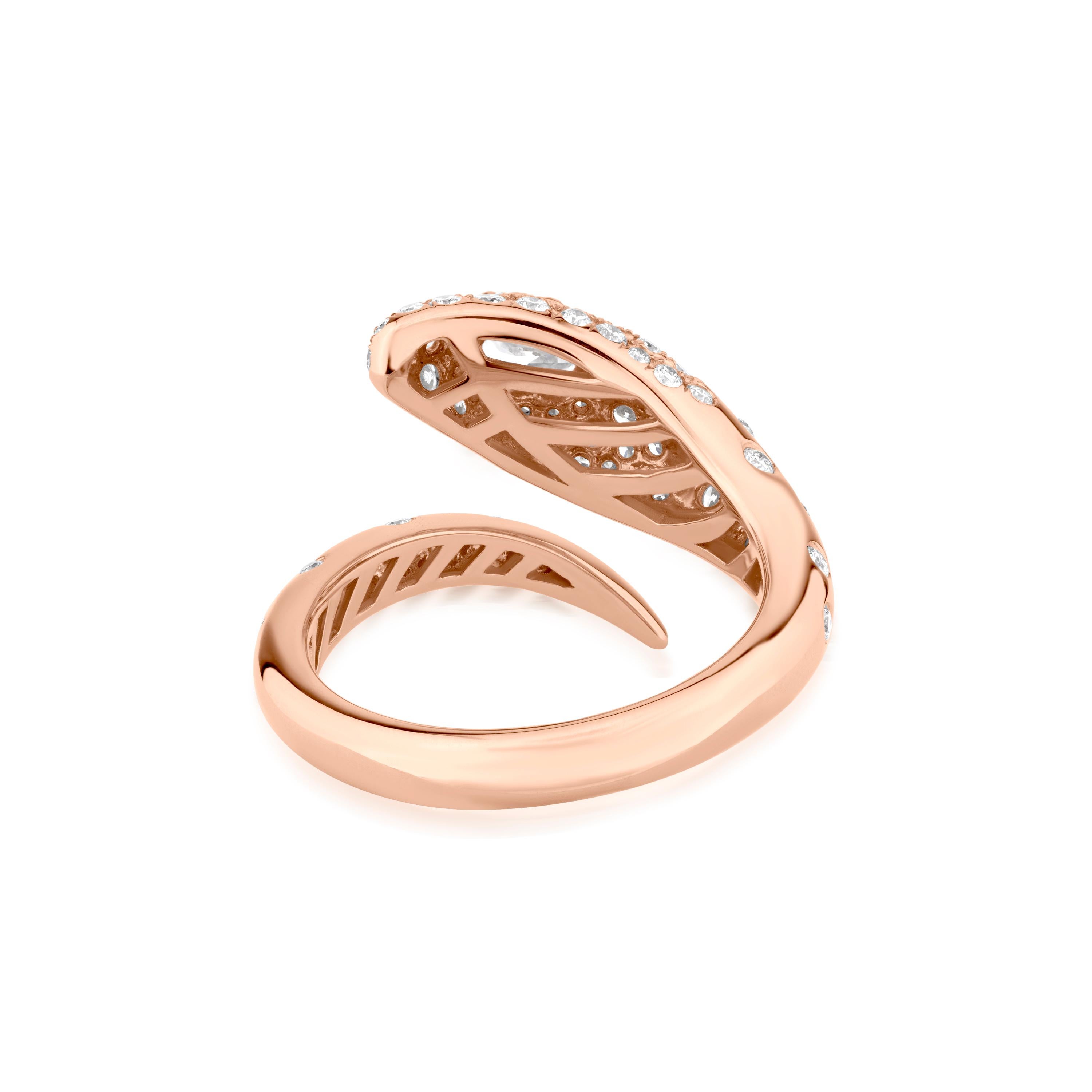 Contemporary Nigaam 1.00 Ctw. Diamond Ring Size 7 In 18K Rose Gold For Sale