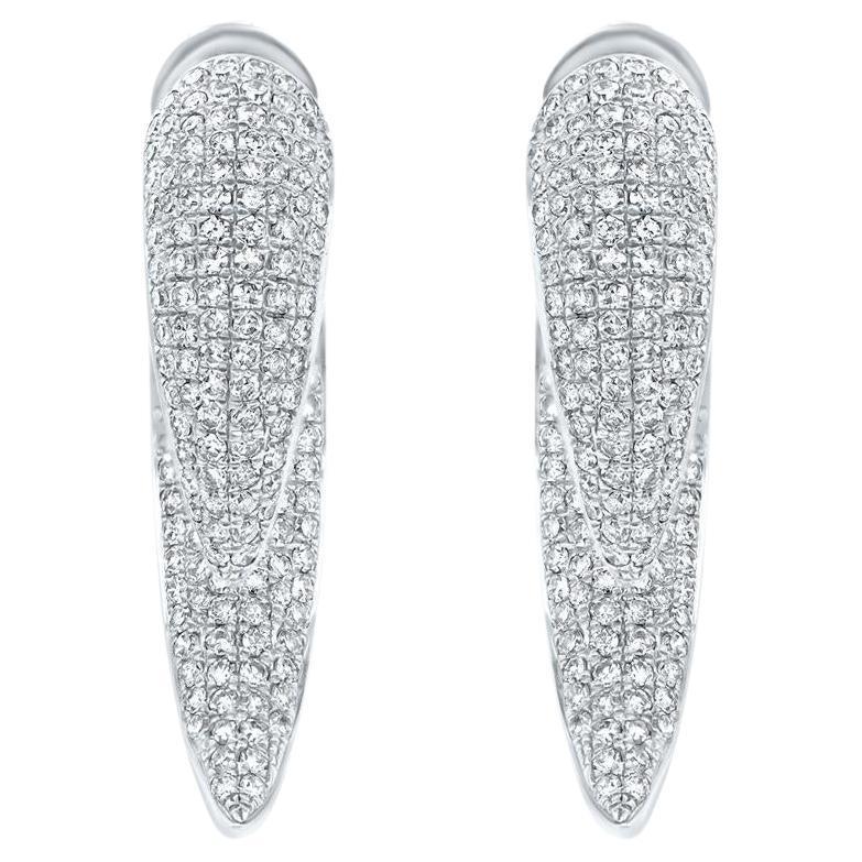 Taglio rotondo Nigaam 1.00 Cttw Natural Diamond Edgy Jacket Earrings in 18K White Gold in vendita