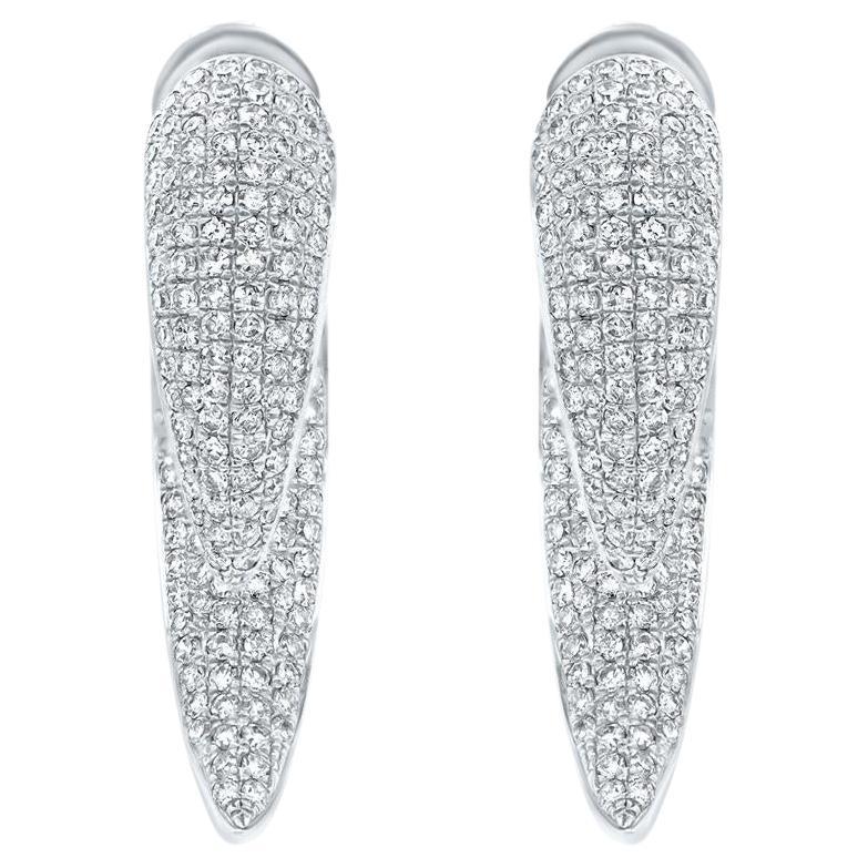 Nigaam 1.00 Cttw Natural Diamond Edgy Jacket Earrings in 18K White Gold