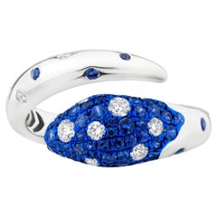 Nigaam 1.00Ctw. Sapphire & VS Diamond Serpent Ring Size 7 in 18K White Gold