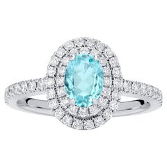 Nigaam 1.2cttw Paraiba and Diamond Engagement Ring in 18k White Gold