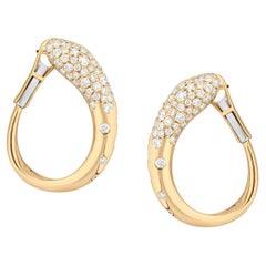 Nigaam 1.20 Cttw. Serpenti  Orecchini a cerchio con pavé di diamanti in oro giallo 18 carati