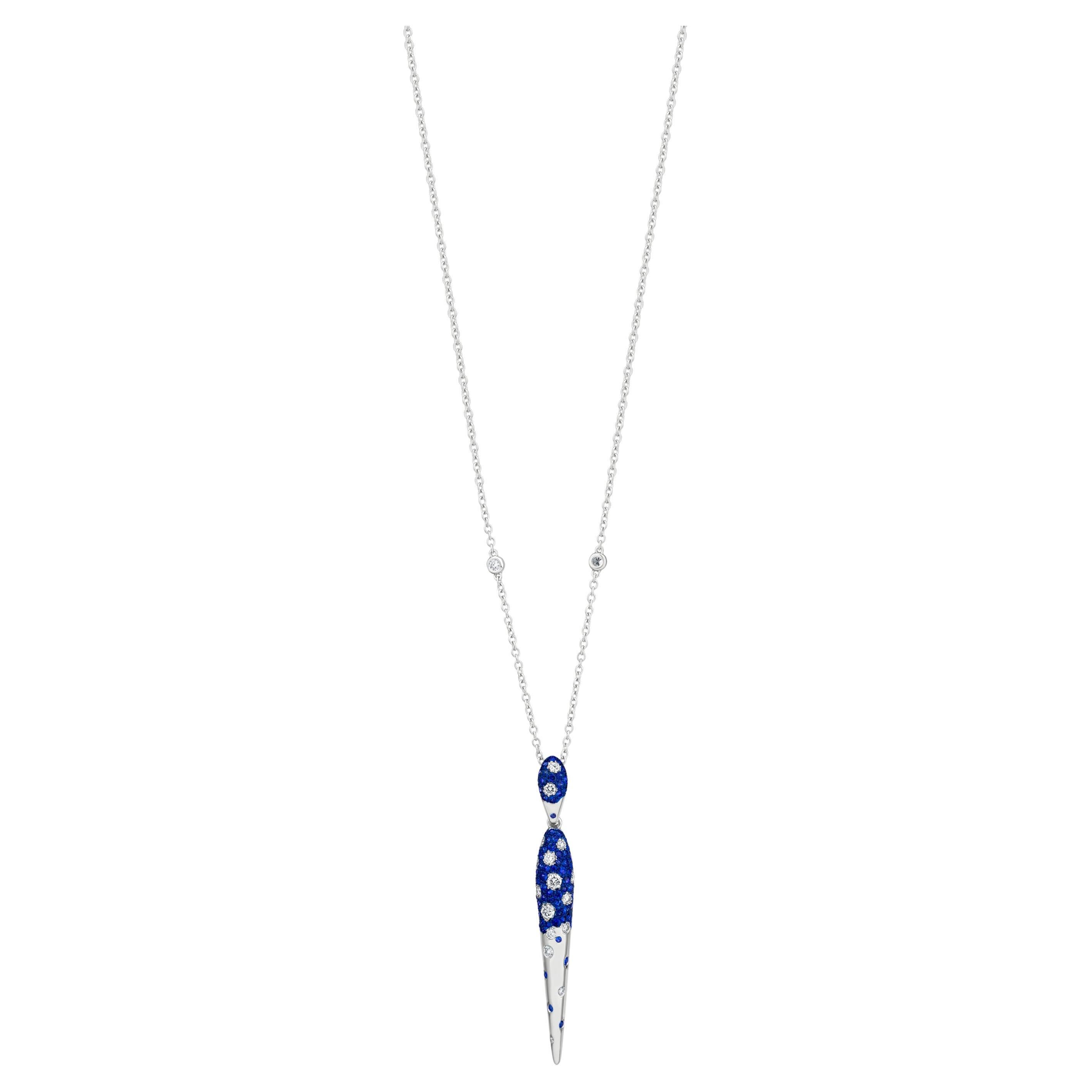 Nigaam 1.29Cttw. Sapphire/VS Diamond 18" Necklace in 18K White Gold For Sale
