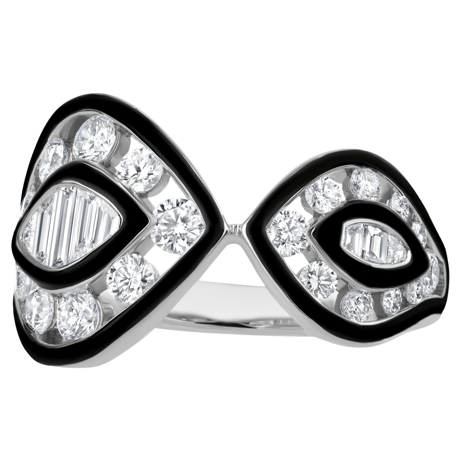 Nigaam 1.3 Cttw. Anello Art Deco Bloom Diamond Open Work Misura 7 in oro bianco 18 carati