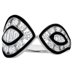 Nigaam 1.3 ct. pt. Bague Bloom Art Déco taille 7 en or blanc 18 carats
