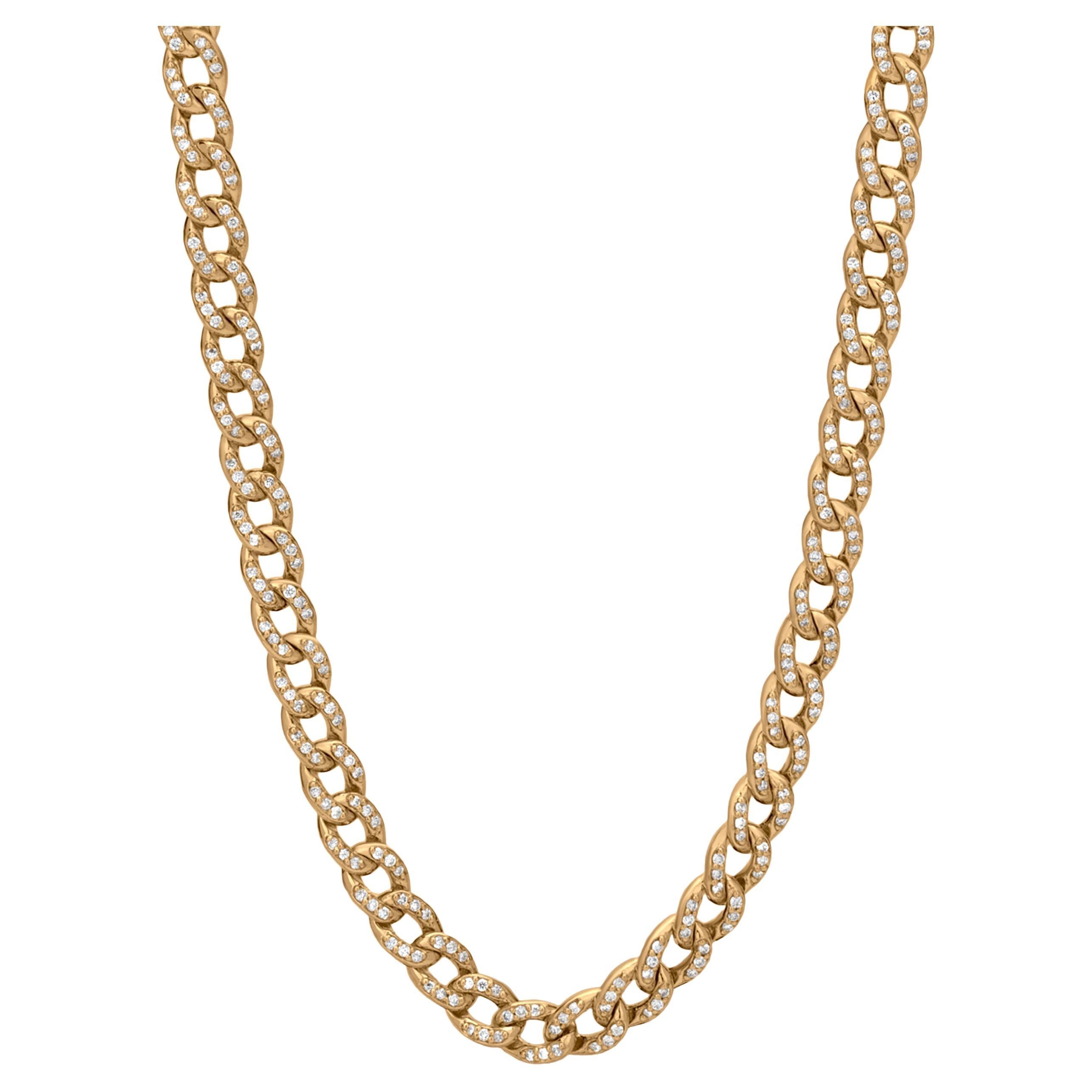 Nigaam 1.45 Carat T.W. White Diamond Curb Chain Link Necklace in 18k Yellow Gold