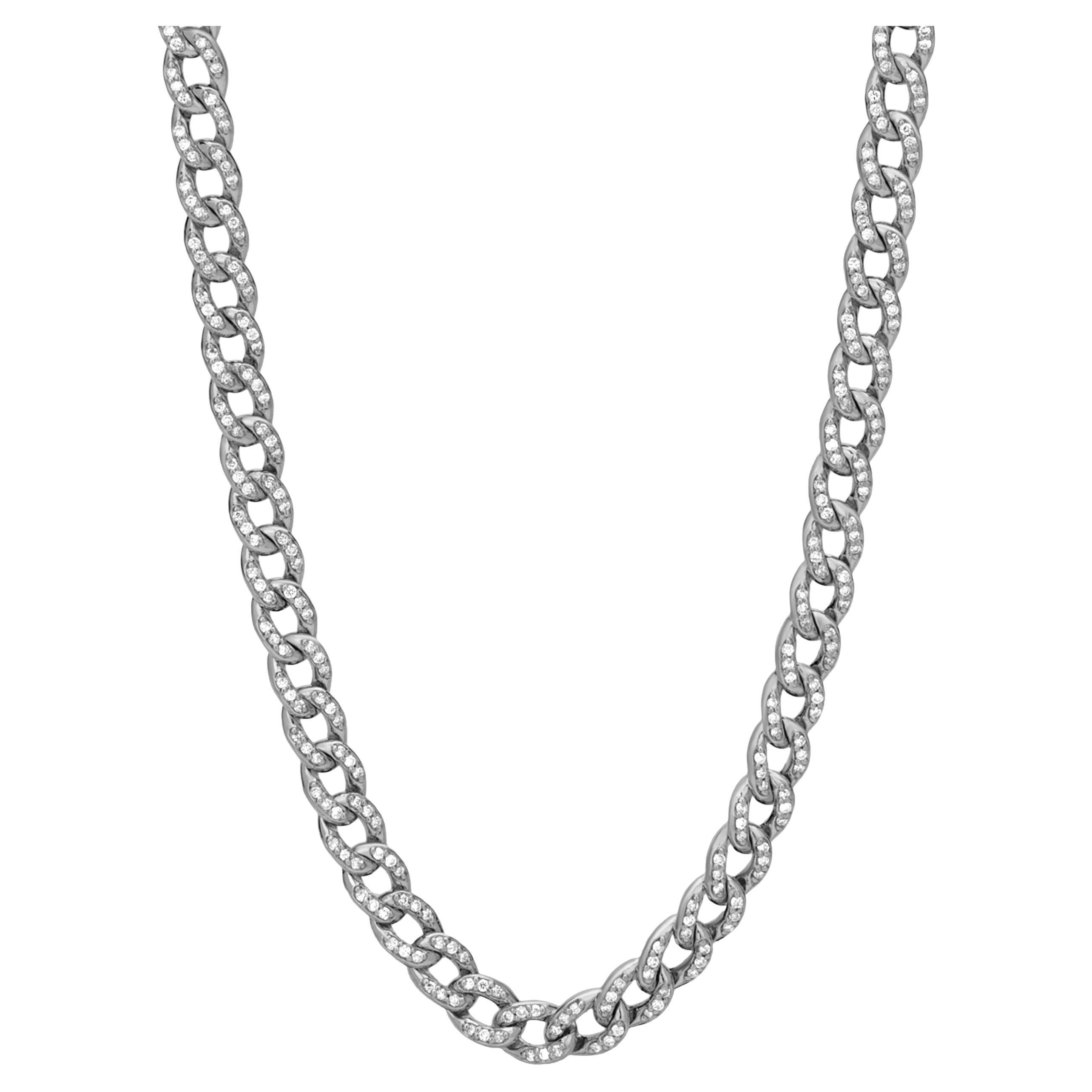 Nigaam 1.45 Ct. T.W. White Diamond Curb Chain Link Necklace in 18k
