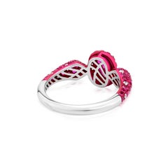 Nigaam 1.7Cts. Ruby and Diamond Crimson Halo Ring Size 7 in 18K White Gold