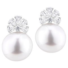 Nigaam 14mm Südseeperle und 1,6 Karat. Diamant-Ohrstecker aus 18k Weißgold