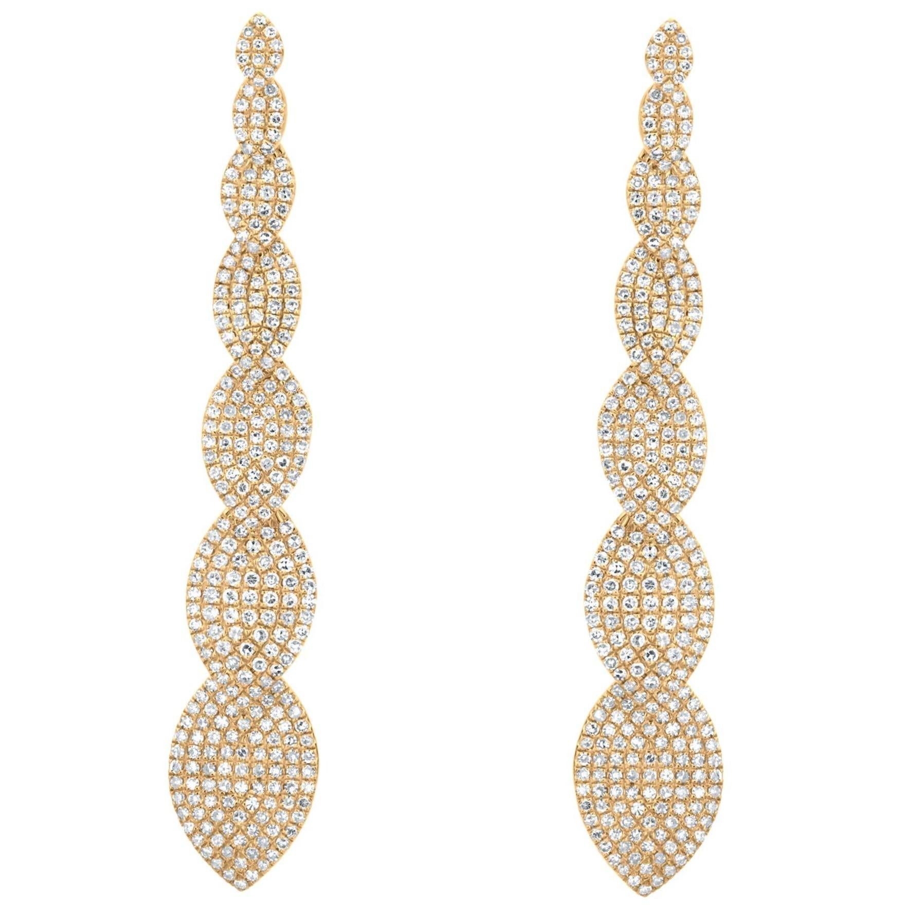 Round Cut Nigaam 1.50 Cttw Natural Diamond Drop Earrings in 18K Yellow Gold