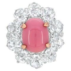 Nigaam 15,19 ct. pt. Bague grappe de perles, diamants blancs et roses en or blanc 18 carats