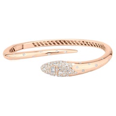 Nigaam 1.52 Cttw. Diamond Serpentine Cuff Bracelet in 18K Rose Gold