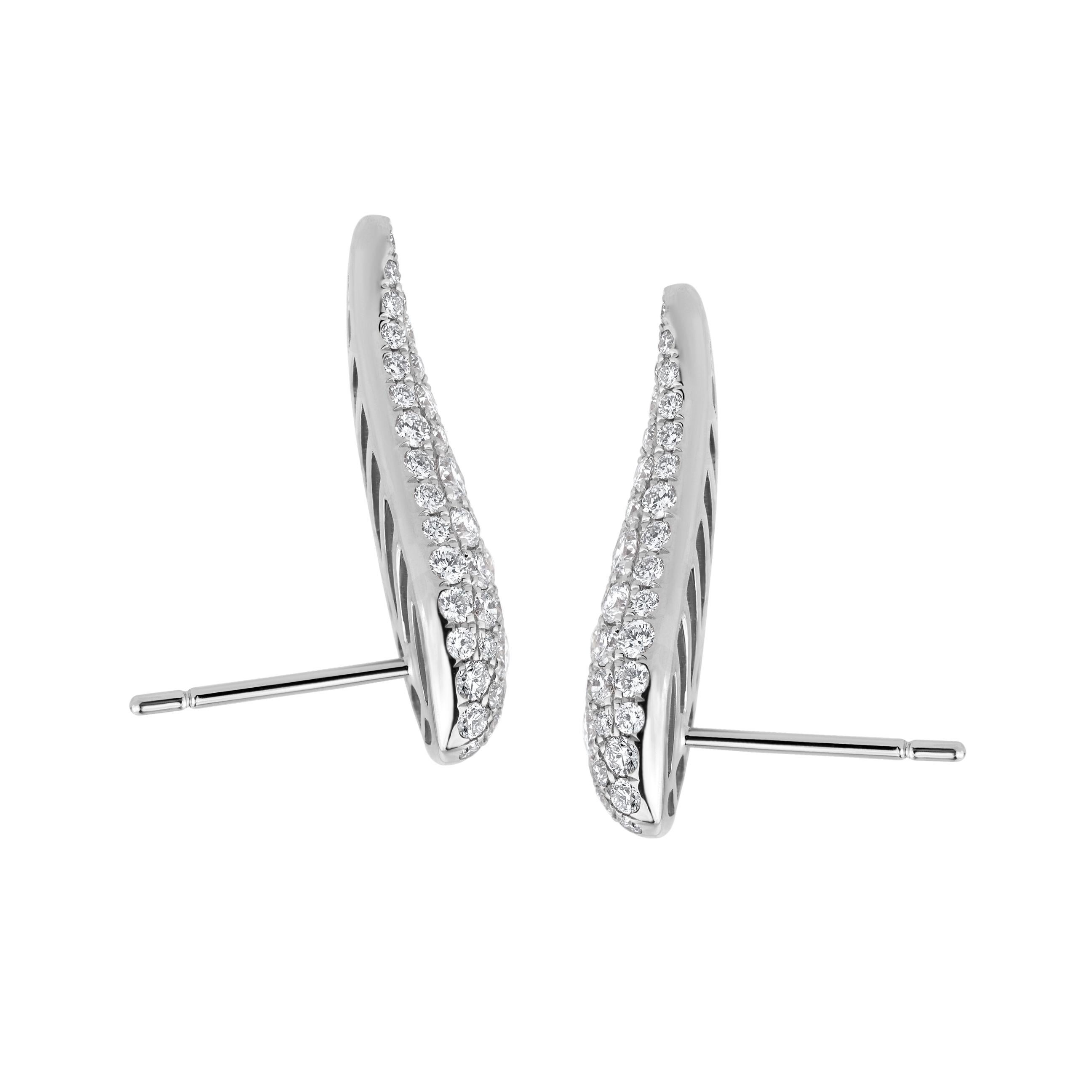 Round Cut Nigaam 1.6 Cts. VS Diamond Crawler Earrings in 18K White Gold For Sale