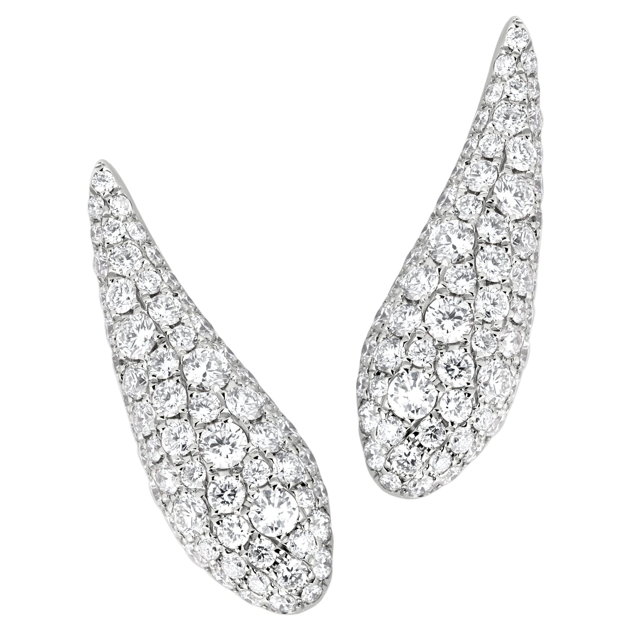 Nigaam 1.6 Cts. VS Diamond Crawler Earrings in 18K White Gold For Sale