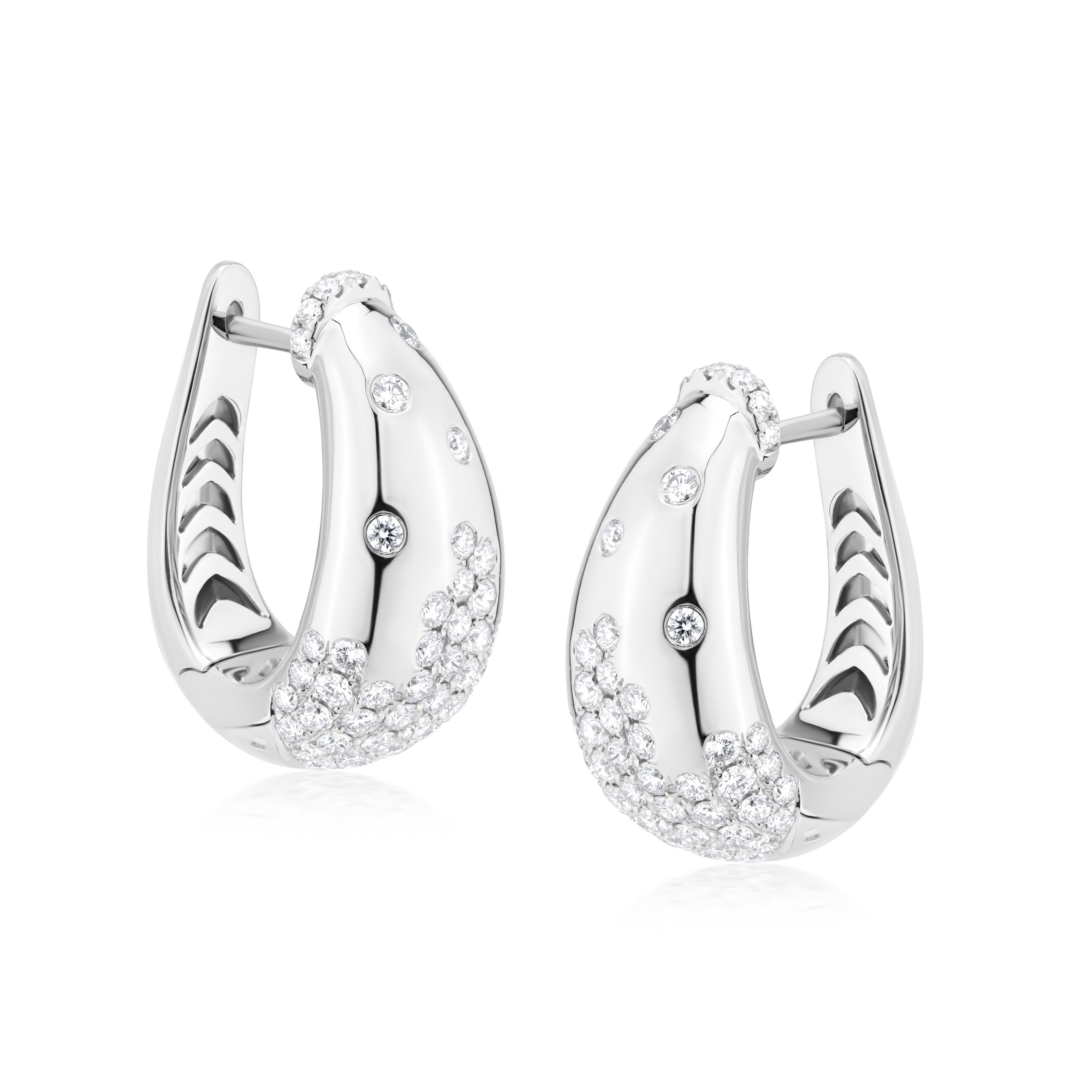 Contemporary Nigaam 1.87 Cts. Serpens Diamond Hoop Earrings in 18K White Gold For Sale