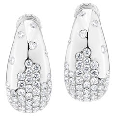 Nigaam 1.87 Cts. Pendientes de aro de diamantes Serpens de oro blanco de 18 quilates