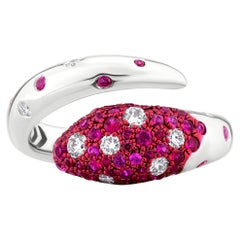 Nigaam, bague bypass en or blanc 18 carats, rhodium rouge et diamants 1 carat, taille 7 W